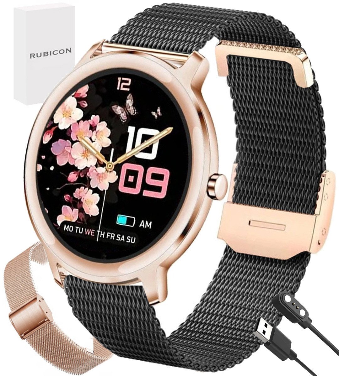 Zegarek SMARTWATCH RUBICON RNBE66 rosegold / 2 siatki mesh