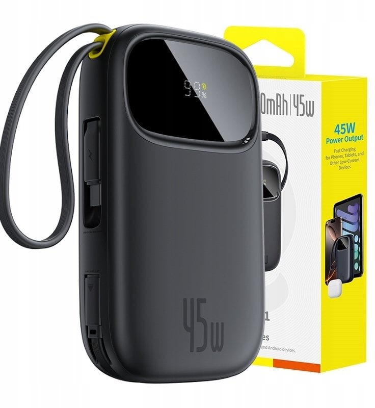 Powerbank Baseus Powerbank EnerFill FC31 20000mAh 45W z wyświetlaczem z kablami USB-C i Lightning - czarny