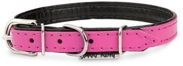 Obroża skórzana dla psa, różowy/czarny, M-L, 16mm/45cm