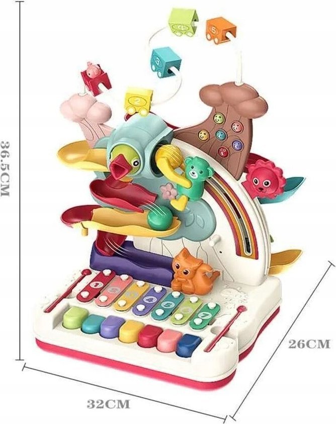 Wielofunkcyjna, Edukacyjna Zabawka Dla Dzieci, Cymbałki, Zjeżdżalnia, Pałąk, Magnetyczny Dzięcioł Interaktywna