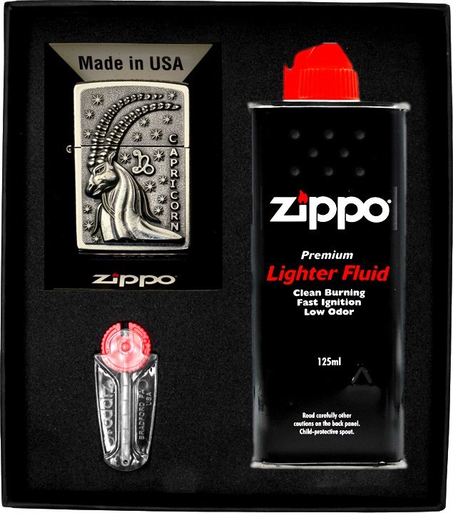 Zestaw ZIPPO Zapalniczka ZODIAC CAPRICORN koziorożec Prezentowy No1