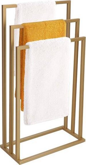 Springos Wieszak łazienkowy na ręczniki podłogowy stojak 3-ramienny złoty UNIWERSALNY