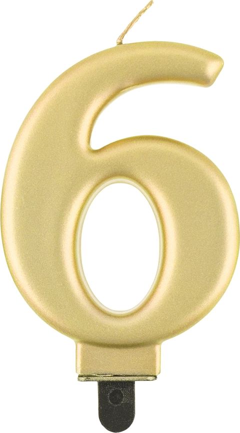 GoDan Świeczka urodzinowa "6" złota 8cm