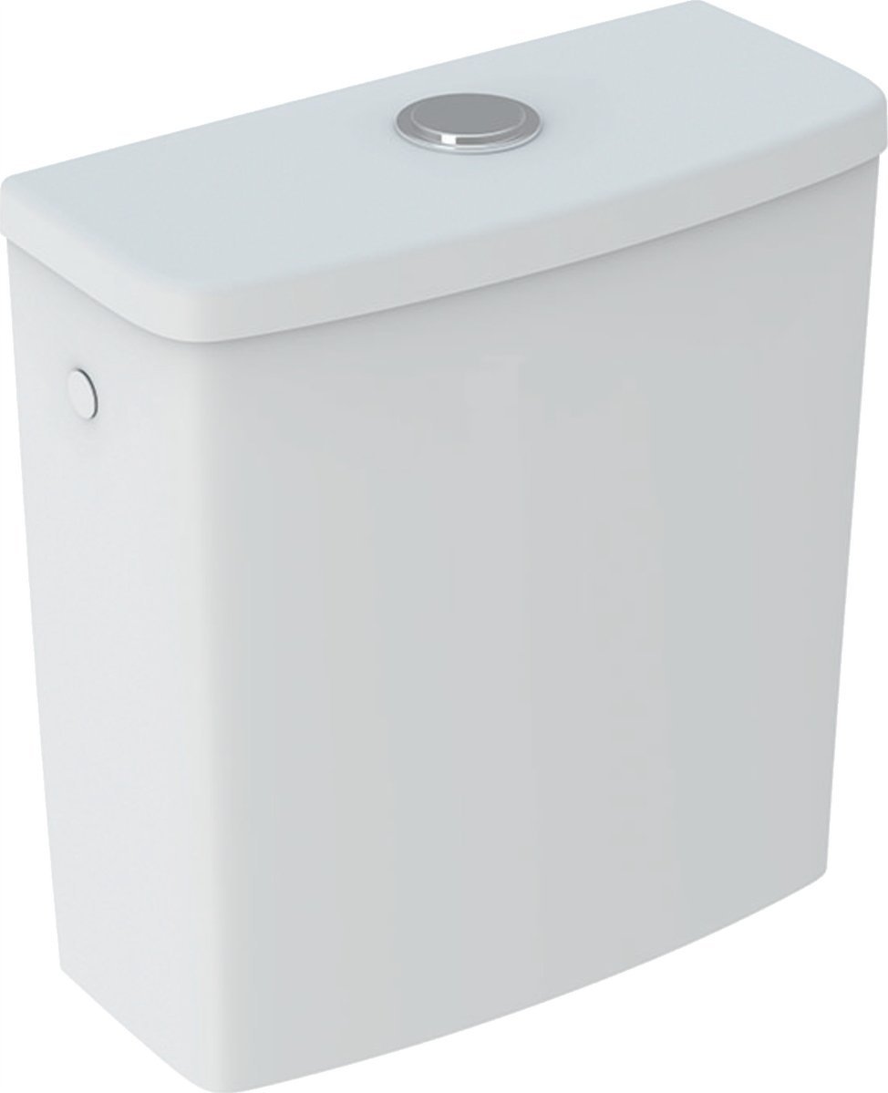 Geberit Geberit Selnova Square Spłuczka nasadzana, B36.5cm, H39.5cm, T16.5cm, spłukiwanie dwudzielne, przyłącze wody z boku, obracana, do WC Rimfree [