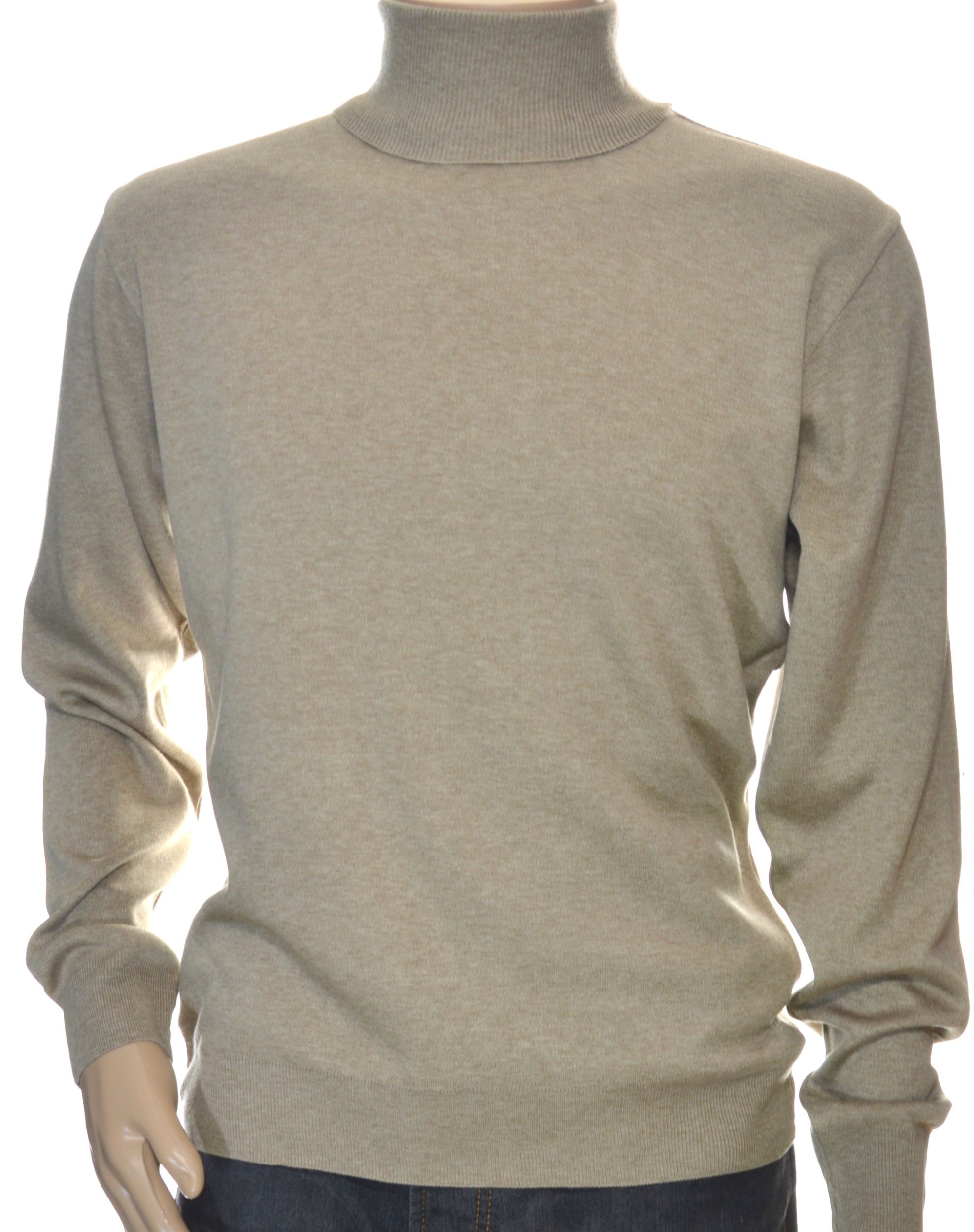 Sweter męski z golfem klasyczny golf z wełny wełniany 2XL XXL beżowy 1702