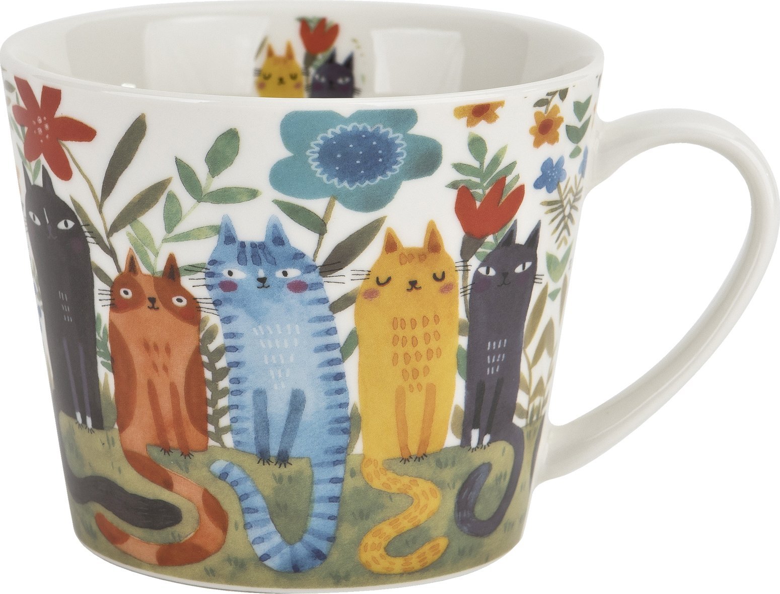 Kubek porcelanowy 610 ml prosty Koty Ogrodowe