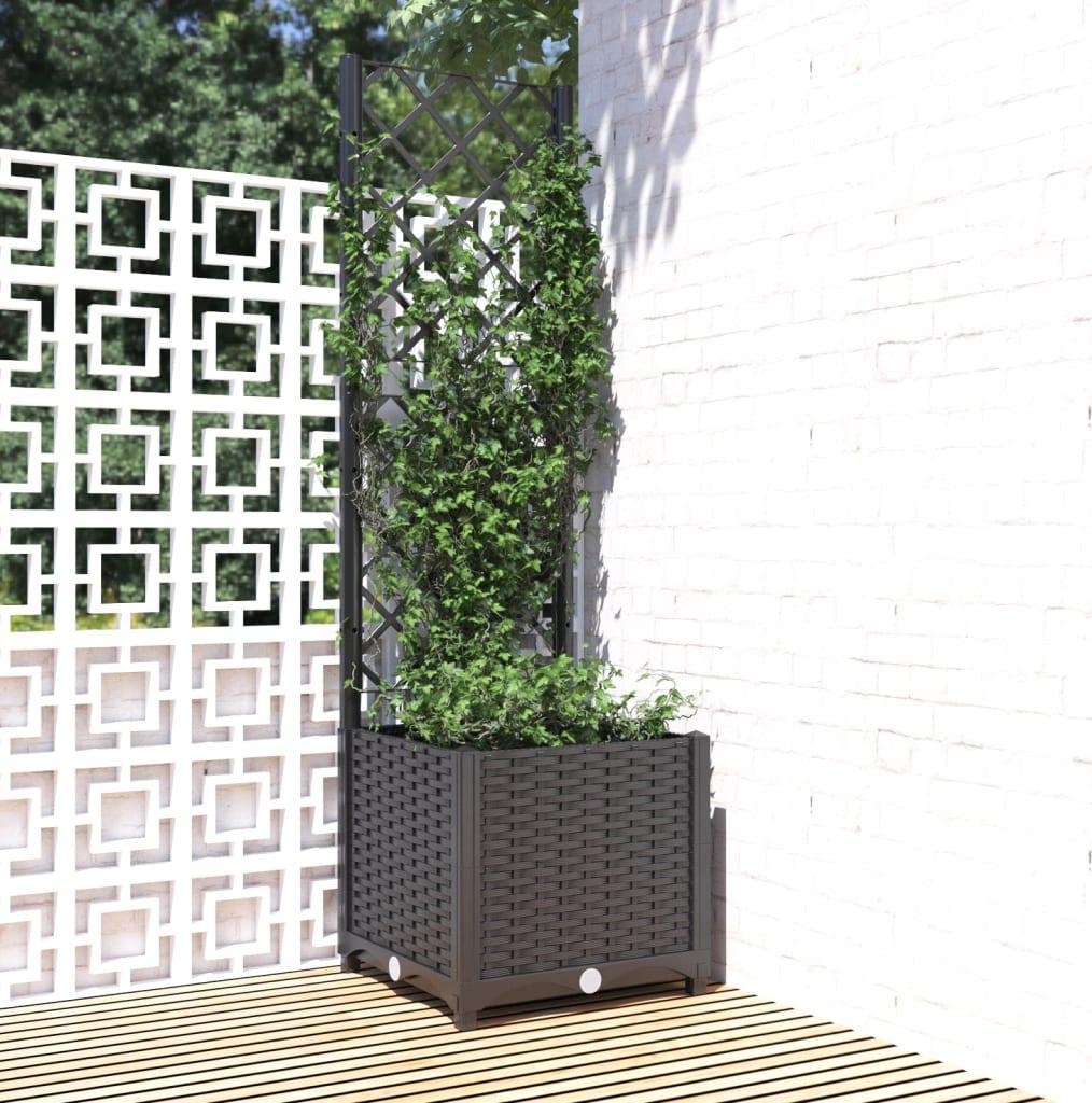 vidaXL Donica ogrodowa z kratką, czarna, 40x40x136 cm, PP