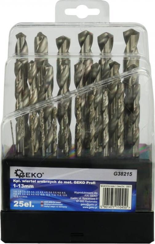 Wiertło Geko KPL.WIERTEŁ SREBRNYCH DO METALU GEKO 1-13MM/25SZT(20) G38215 GEKO
