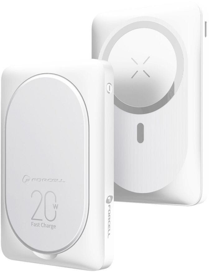 Powerbank zgodny z MagSafe Forcell F-Energy MagStand F10K2 QC3.0 PD 5A 20W 10000 mAh biały