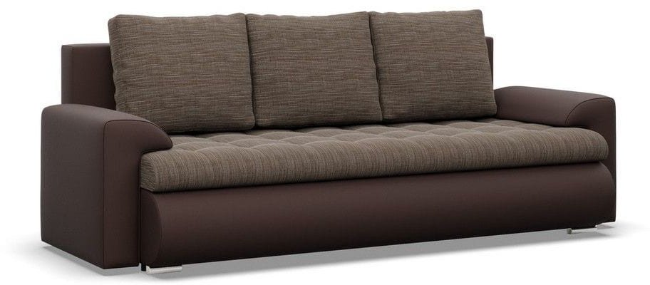 Kanapa rozkładana, Bosco, plecionka, ekoskóra, 222x96x92 cm, brąz | TYLETEGOTU