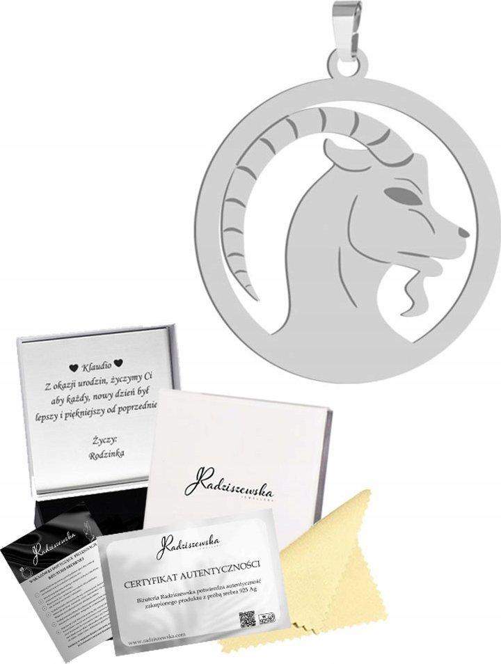 Radziszewska Jewellery Zawieszka Srebrna Znak Zodiaku KOZIOROŻEC Srebro 925 Prezent DEDYKACJA