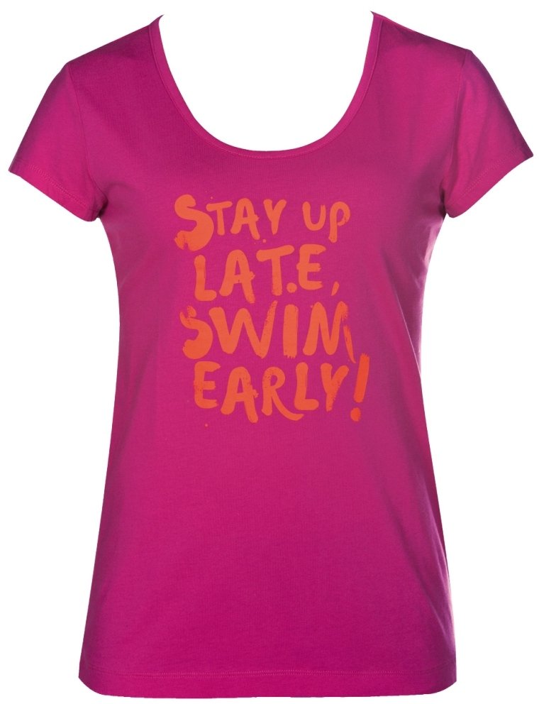 Arena W SEPARATES TEE SLOGAN ROSE_VIOLET 1D465/92