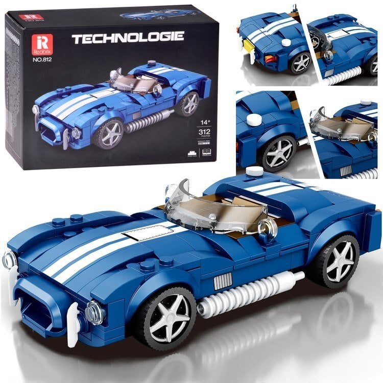Klocki techniczne Sportowe auto NIEBIESKI klasyczny roadster 312-ele ZA5792 EDUKAMP