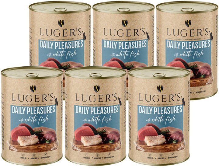 Karma mokra dla kota Luger's Daily Pleasures z białą rybą zestaw 6 x 400 g