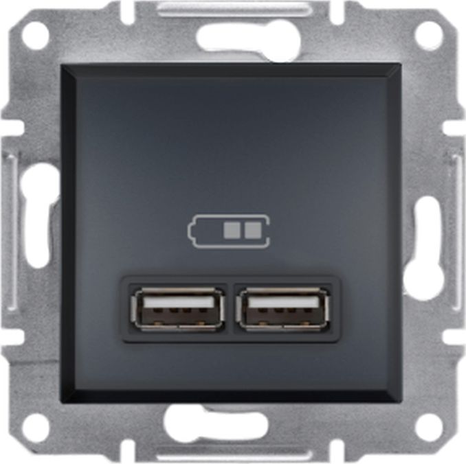 Schneider Electric Asfora Gniazdo ładowarki USB 2.1A bez ramki, antracy EPH2700271