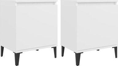 vidaXL 2 szafki nocne z metalowymi nóżkami, białe, 40x30x50 cm