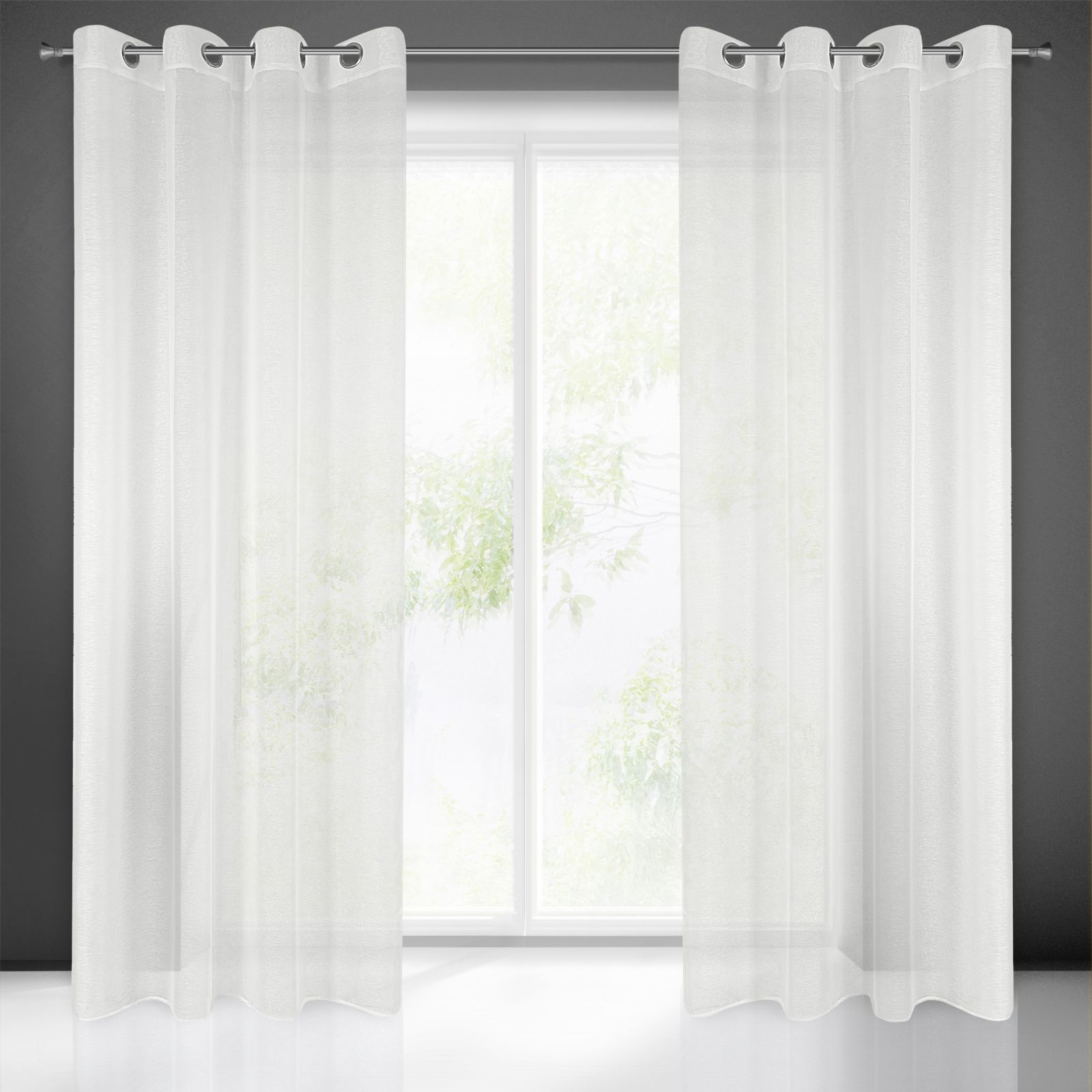 Eurofirany Firana gotowa o strukturze drobnego deszczyku REBECCA 140X250 PRZEL Biała