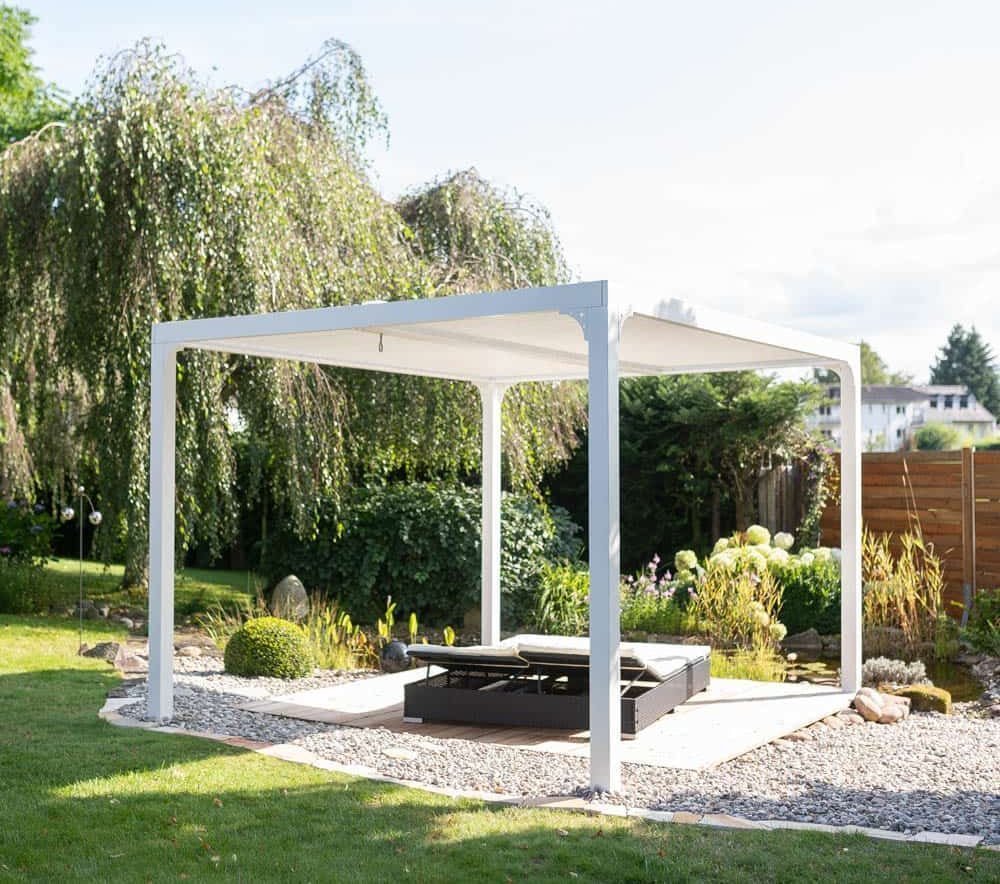 vidaXL Aluminiowa pergola altanka Novara 10x12 z dachem lamelowym biała 300x360x231 cm