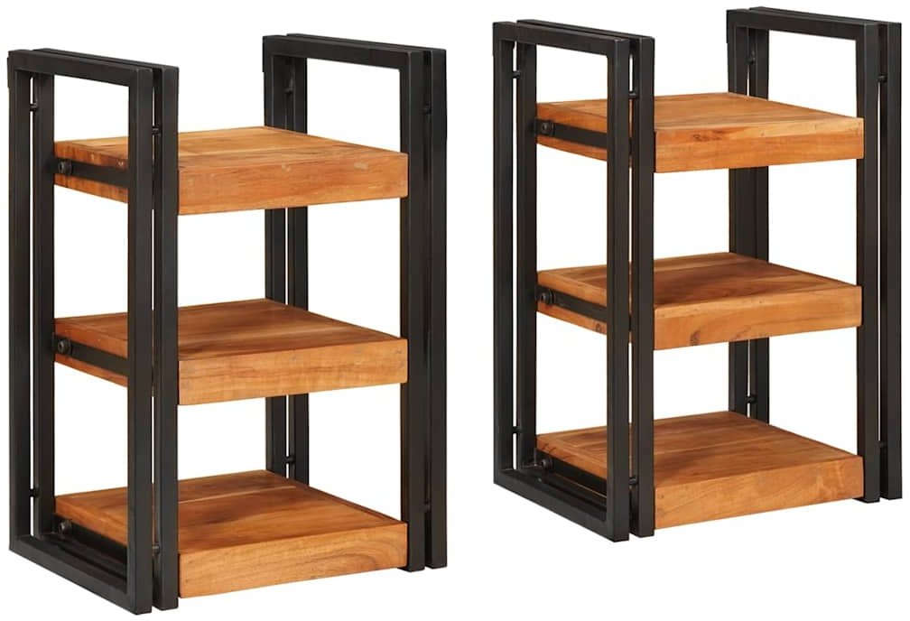 vidaXL Stolik nocny 2 pcs brązowo-czarny Drewno akacjowe