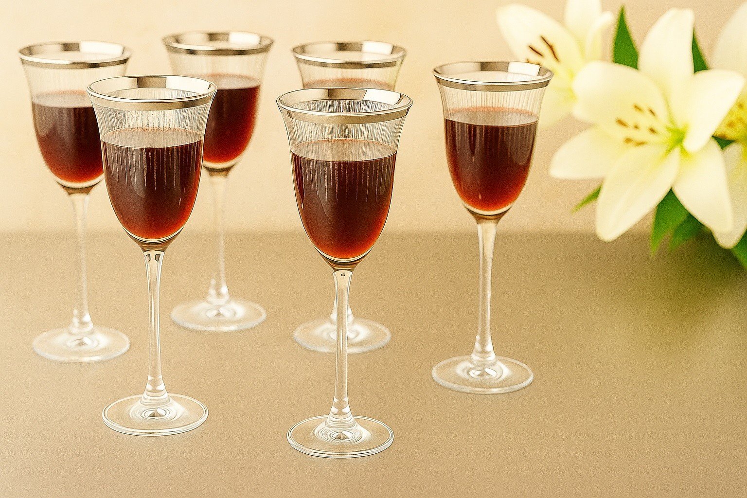 Komplet 6 kieliszków/gobletów 260 ml do napojów Koral Platinium