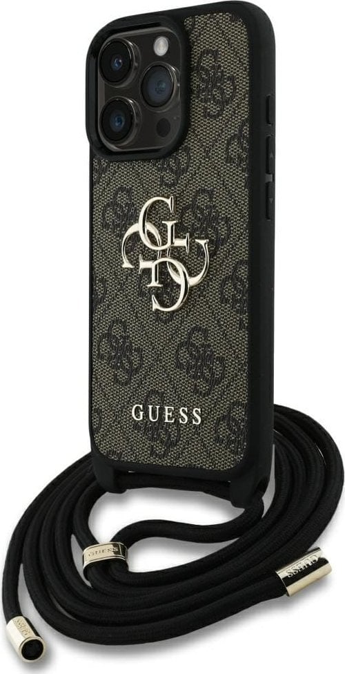 Etui Guess 4G Big Logo Cord Stap Crossbody do iPhone 16 Pro Max brązowy