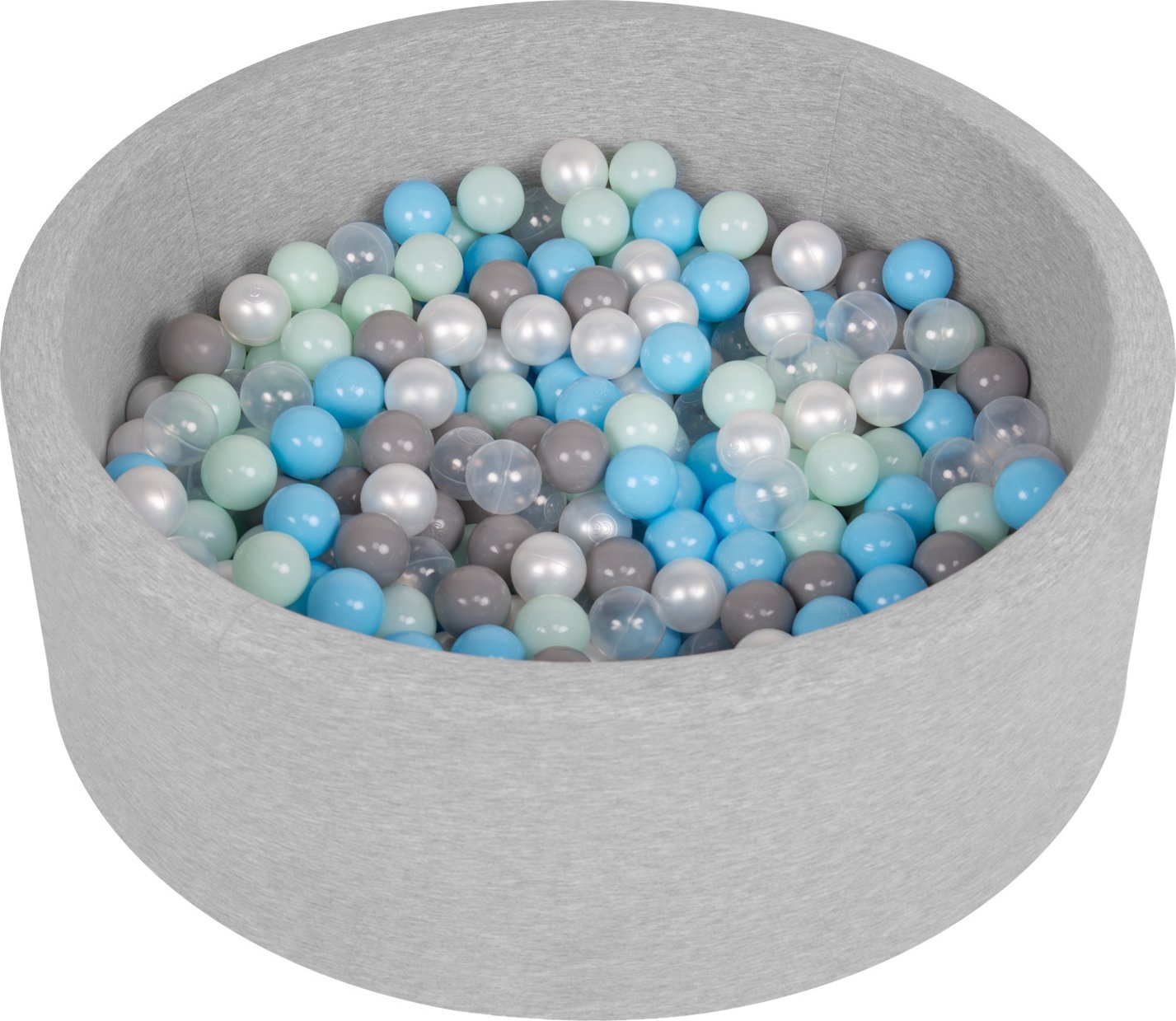 Selonis Selonis Suchy basen okrągły z piłeczkami 6cm jasnoszary: perła-szary-transparent-babyblue-mięta 90x30cm/200piłek Zabawka basen piankowy