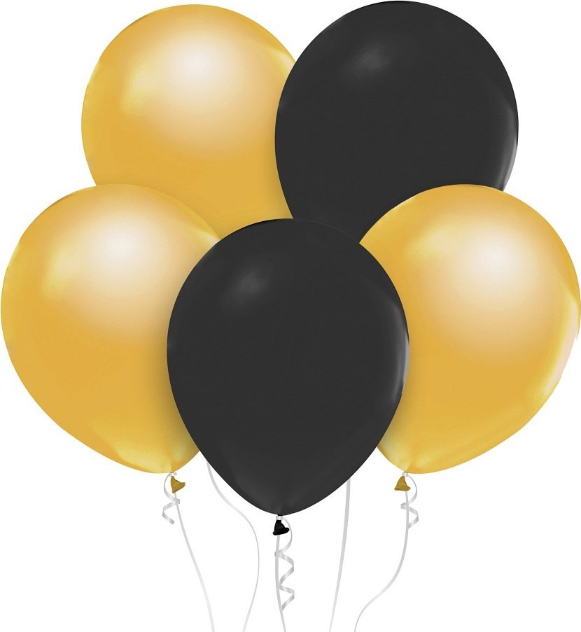 GoDan Balony Beauty&Charm metaliki złote i czarne 10szt
