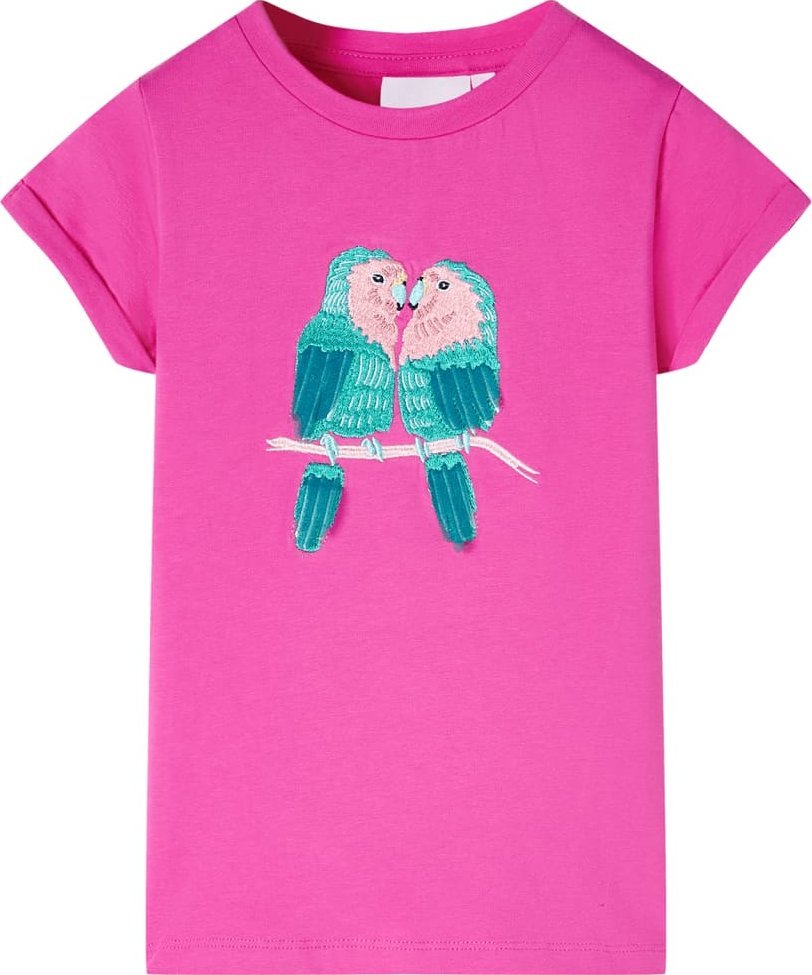 vidaXL Koszulka dziecięca z krótkimi rękawami, ciemnoróżowa, 128
