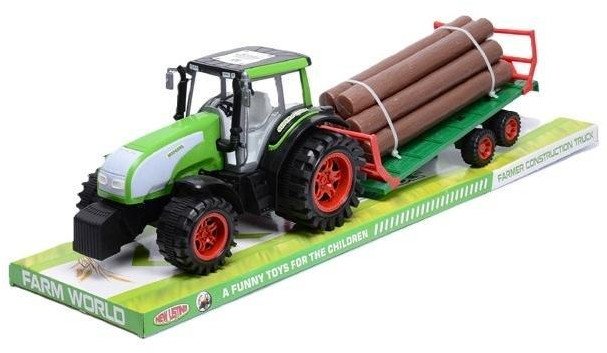 Traktor gigant z przyczepa i drewnem