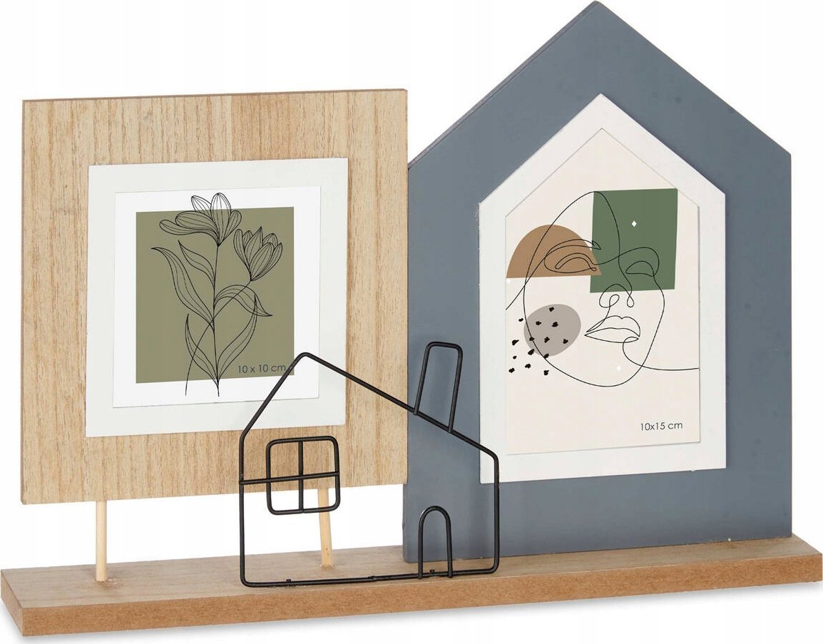Ramka Gift Decor Ramka na 2 zdjęcia domek, stojąca, metal i MDF