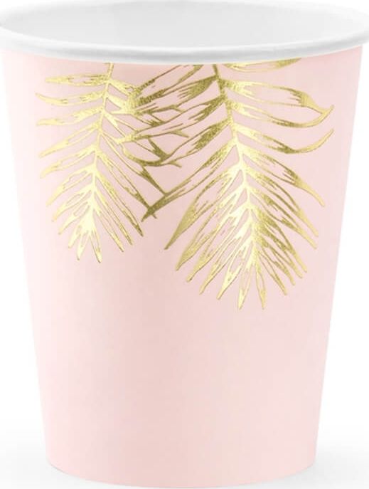 Party Deco Kubeczki Liście jasnoróżowe - 220 ml - 6 szt. uniwersalny