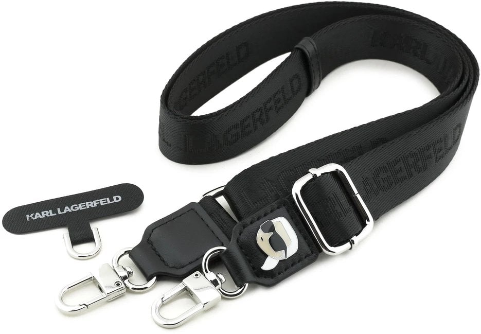 Uniwersalna smycz Karl Lagerfeld Universal Strap Tether Patch Karl Metal Logo czarny