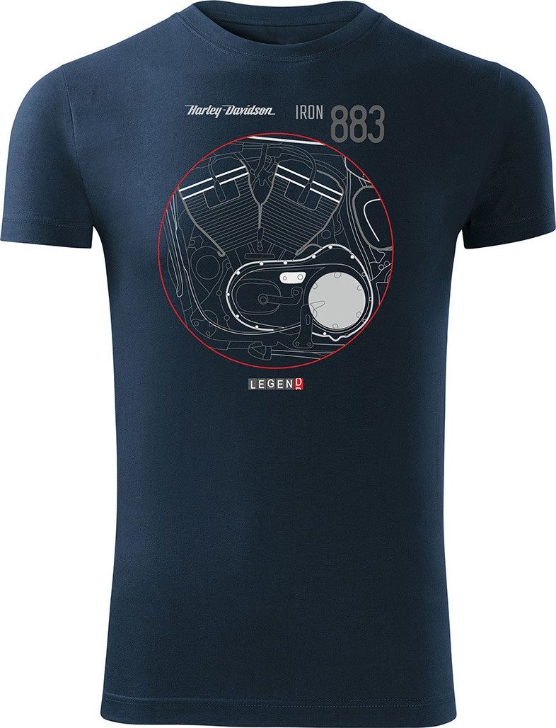 Topslang Koszulka motocyklowa z motocyklem Harley Davidson Iron 883 męska granatowa SLIM L
