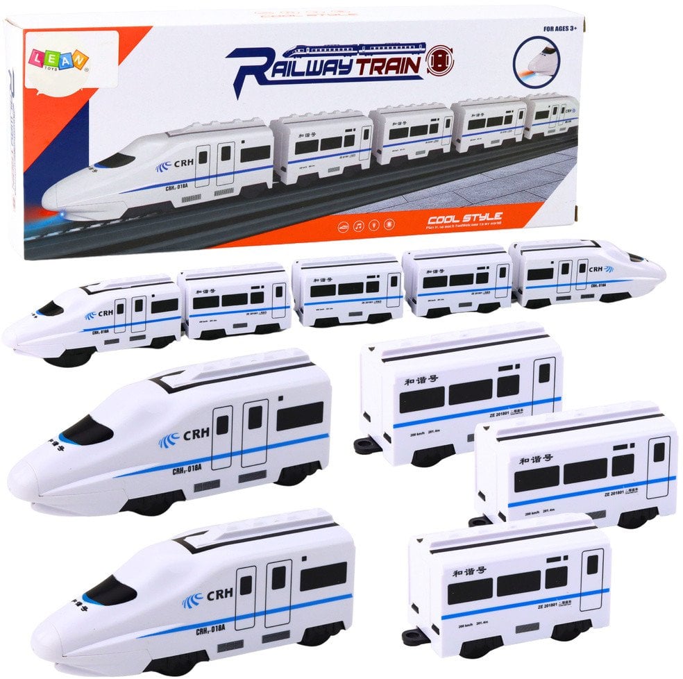 Pociąg Kolejka Interaktywna Wagony Dźwięki Światła Biały 62cm