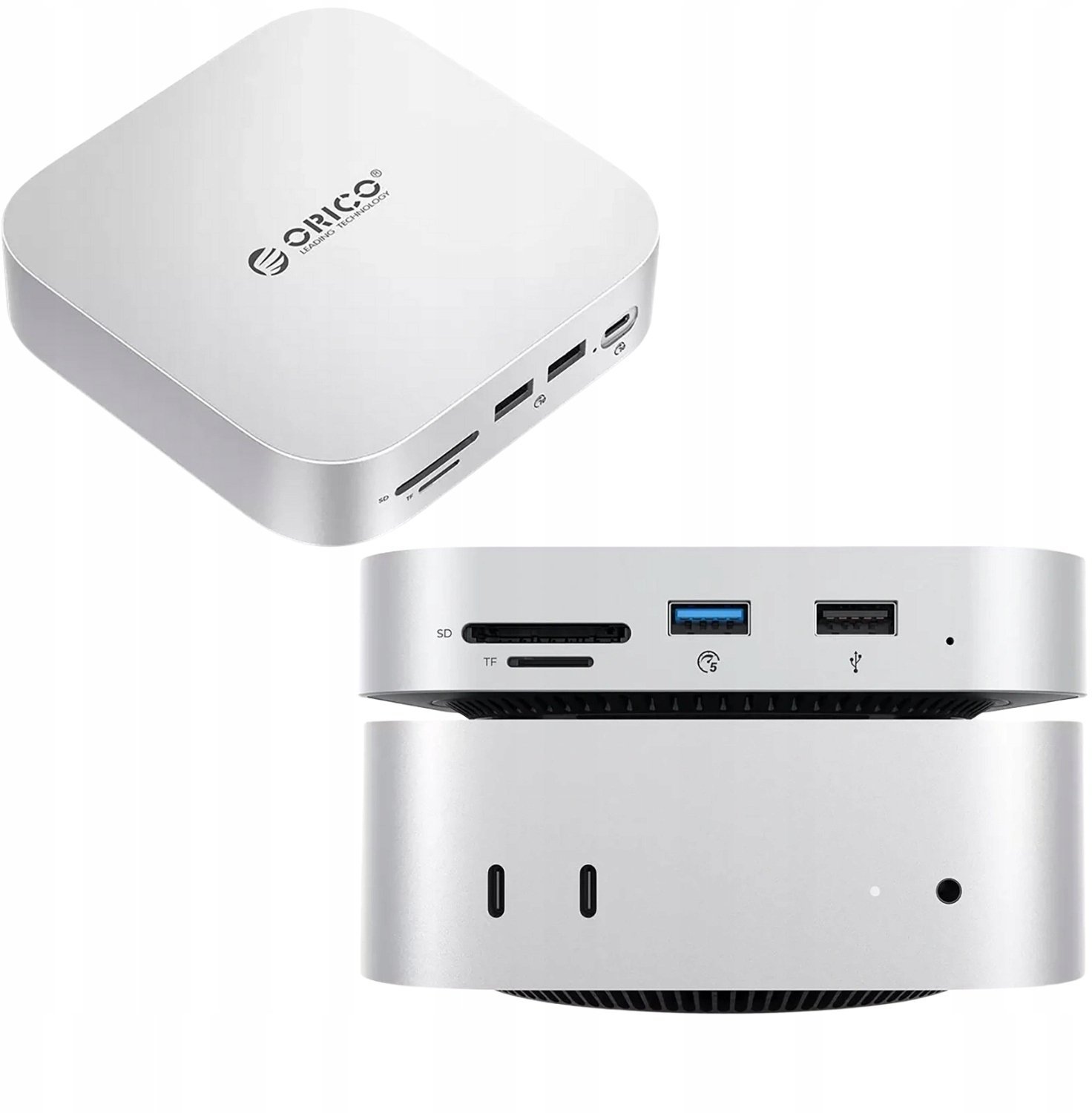 Stacja dokująca Orico MiniLink 9w1 z kieszenią na dysk twardy - srebrna