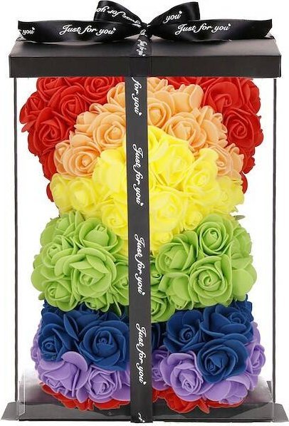 Springos Miś z płatków róż multikolor 25 cm rose bear z opakowaniem tęczowy UNIWERSALNY