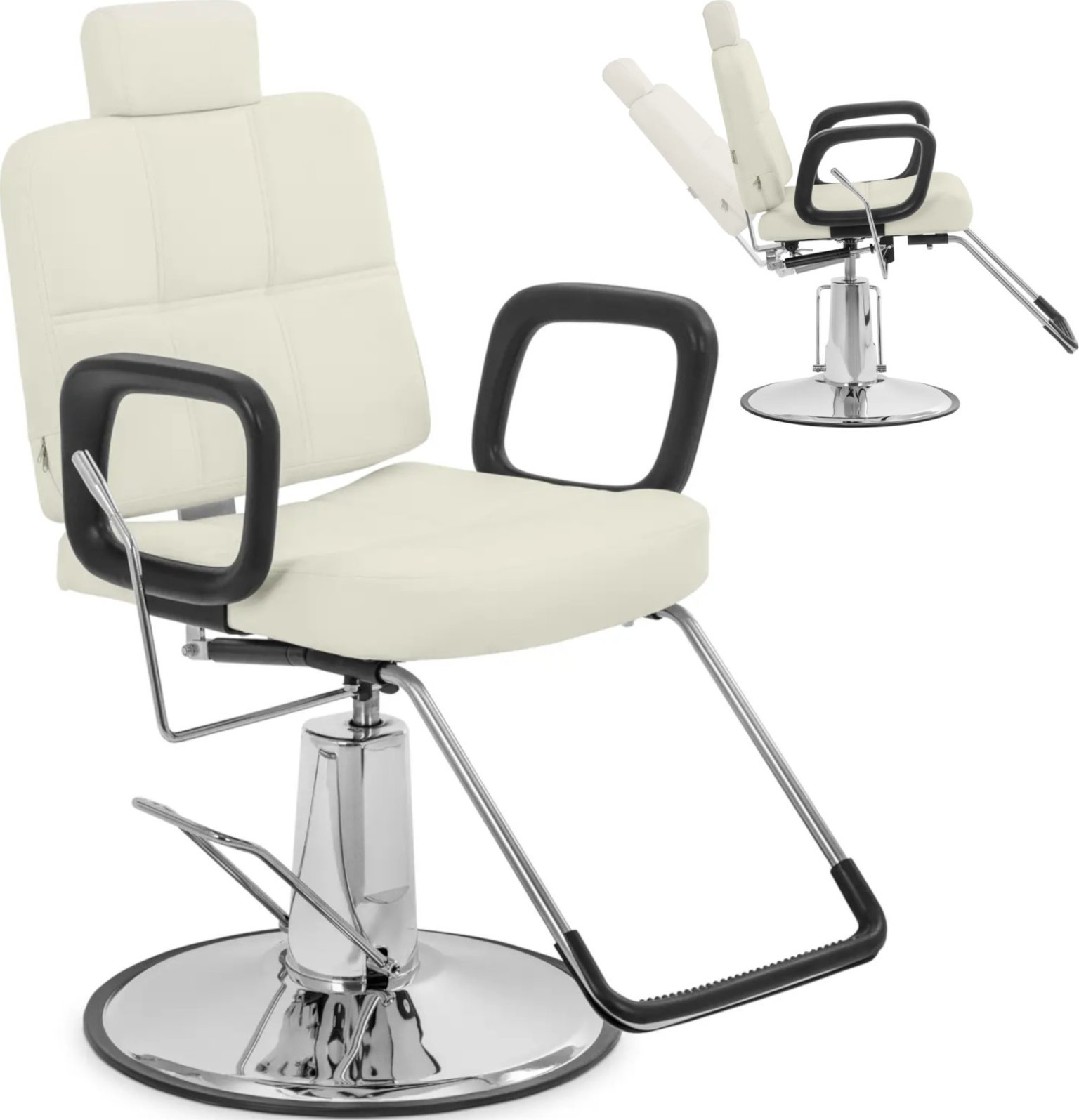 Physa Fotel fryzjerski barberski z zagłówkiem i podnóżkiem KESWICK - beżowy Fotel fryzjerski barberski z zagłówkiem i podnóżkiem KESWICK - beżowy