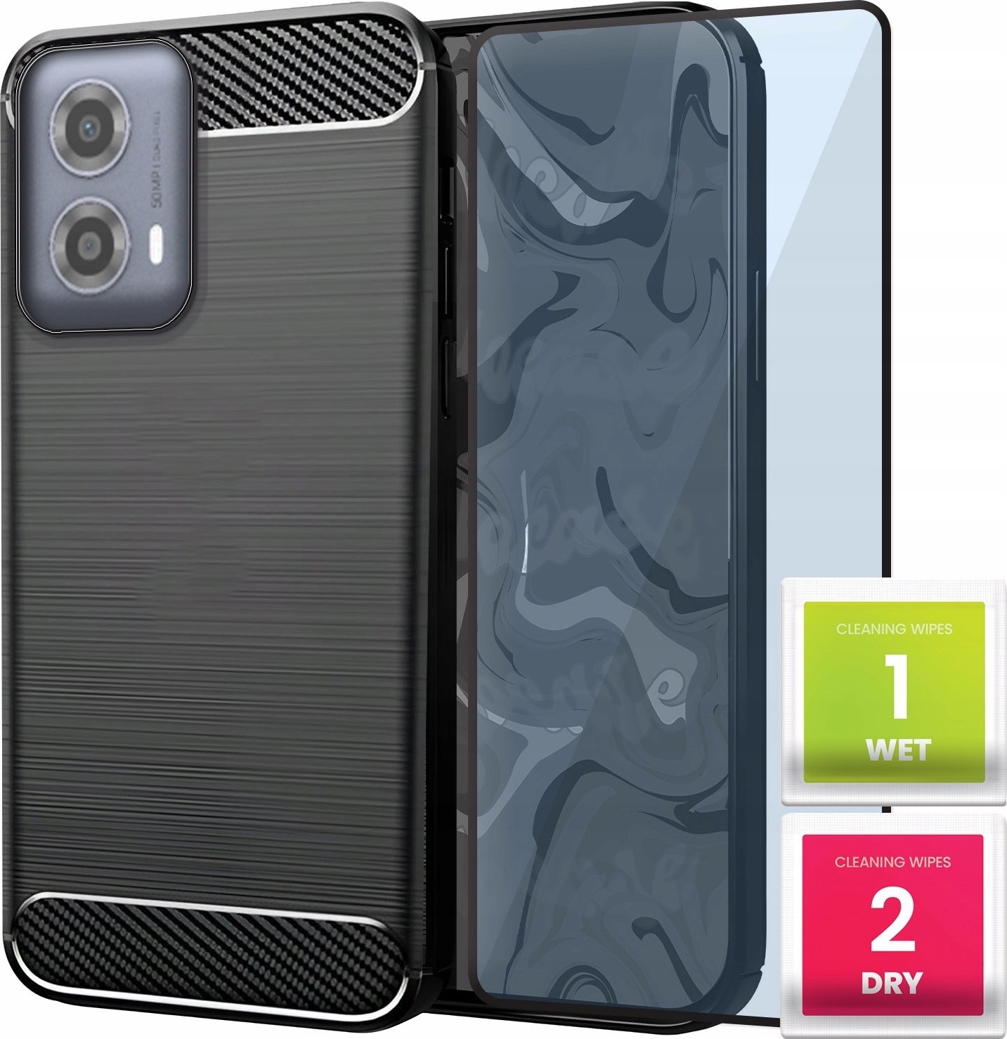 Etui do Moto G34 5G / G04 / G24 / G24 Power / E14 (Czarne, Karbon) Szkło