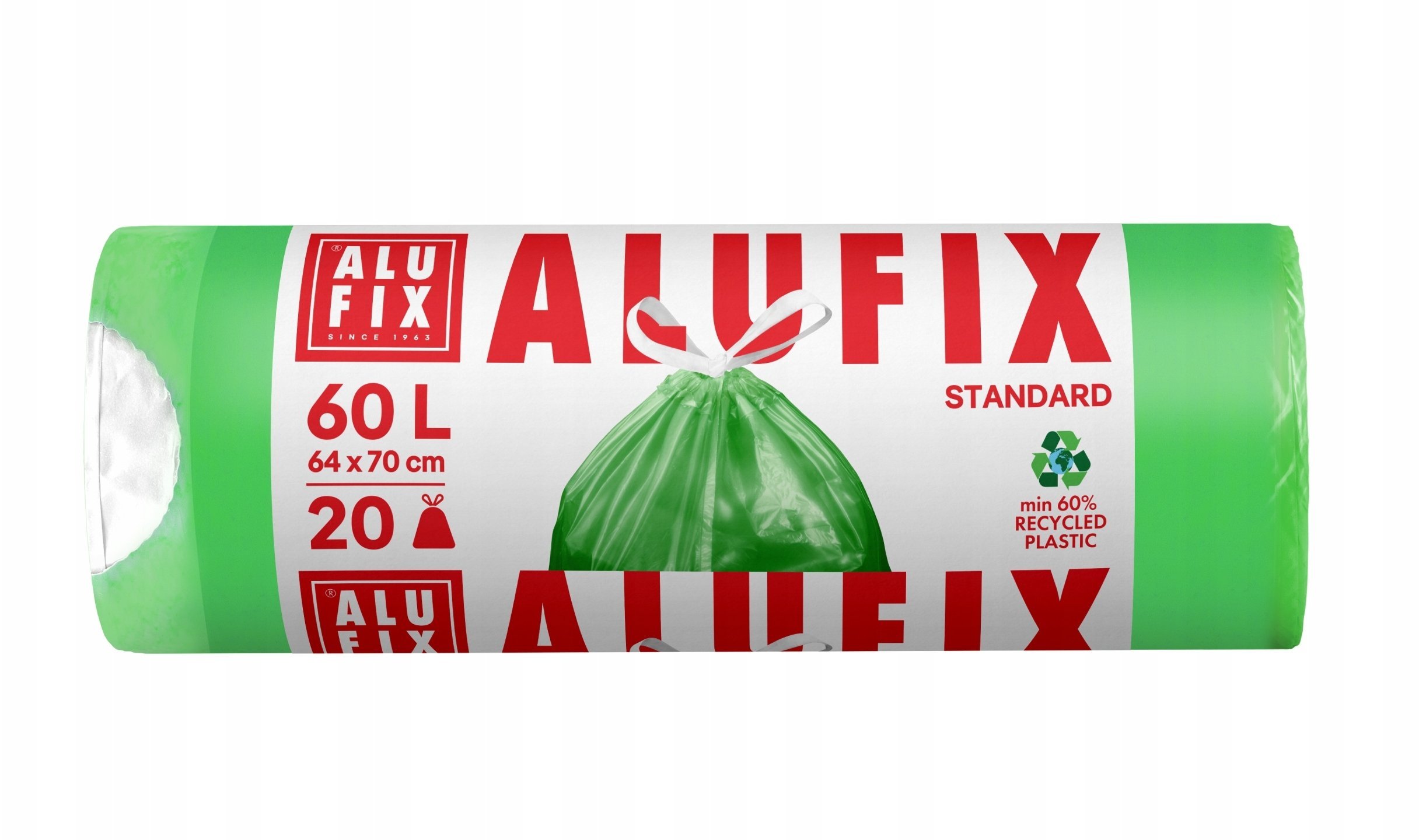 Worki na śmieci ALUFIX, z taśmą, HDPE, 60l, 20 szt., zielone