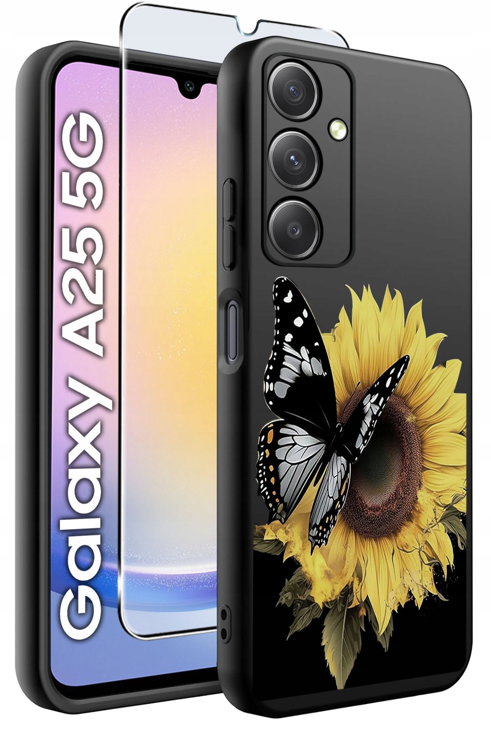 ETUI do Samsung A25 5G WZORY | SILIKONOWE MATT CASE + SZKŁO HARTOWANE 9H