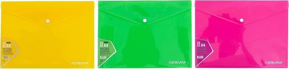 Teczka kopertowa A4 neon zatrzask mix ASTRAPAP