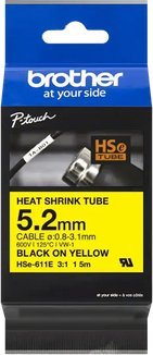 Brother Brother Etykieta 5.2MM BLACK ON YELLOW HEAT SHRINK TAPE