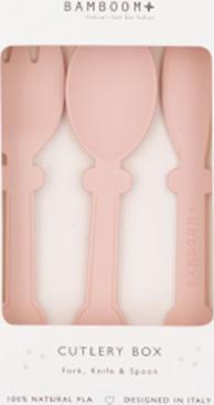 BAMBOOM Zestaw sztućców dla dzieci z Bioplastiku Różowy BAMBOOM