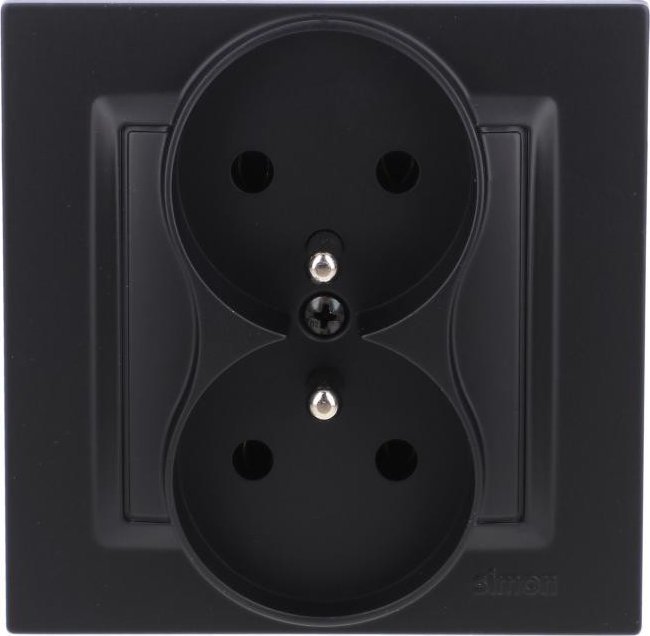 Kontakt-Simon Gniazdo wtyczkowe Kontakt-Simon Simon 10 CGZ2/49 z uziemieniem podwójne, monoblok, 16A, 250V~, zaciski śrubowe, kompletne - nie do ramek