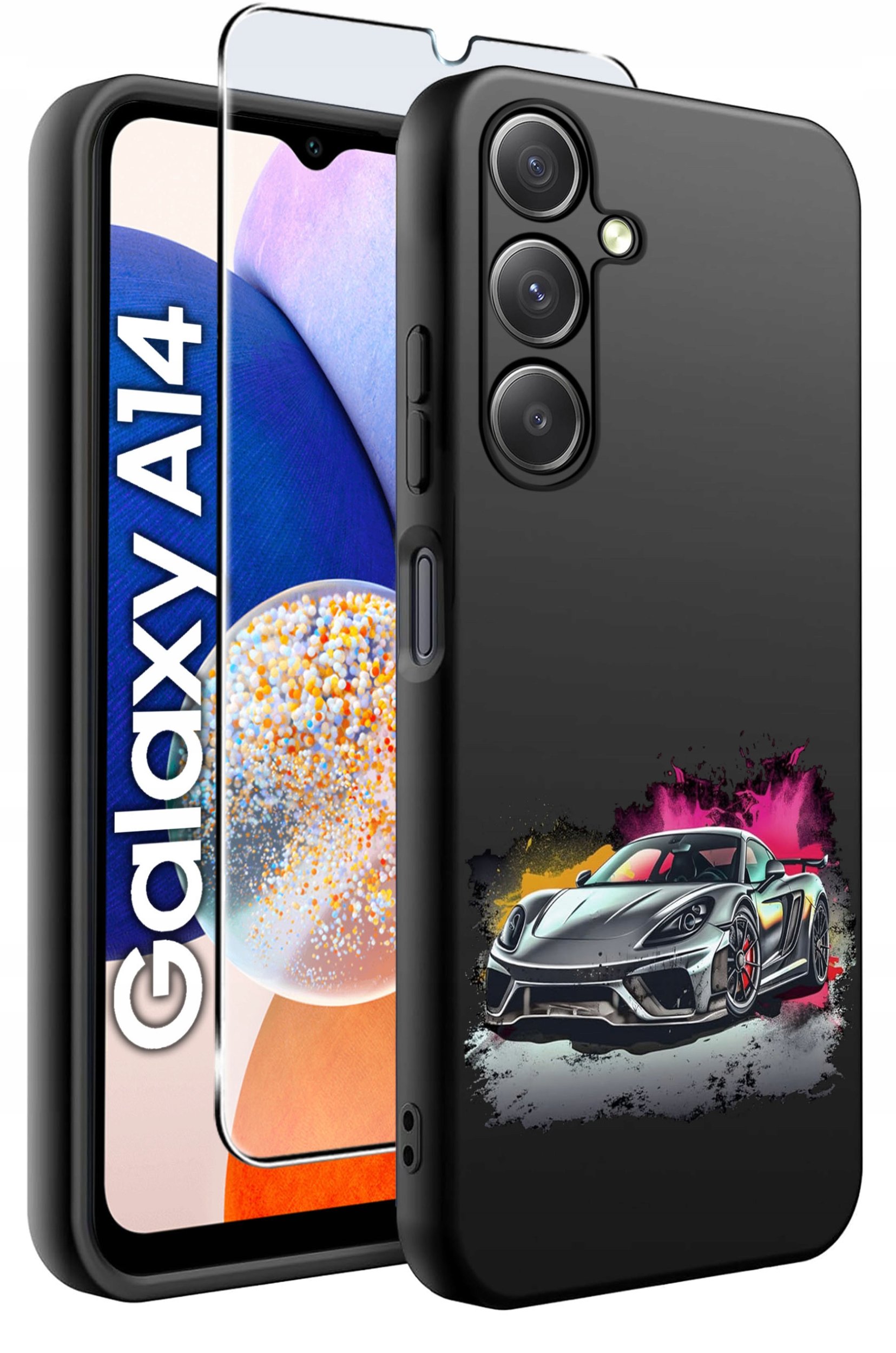 ETUI do Samsung A14 5G WZORY | SILIKONOWE MATT CASE + SZKŁO HARTOWANE 9H