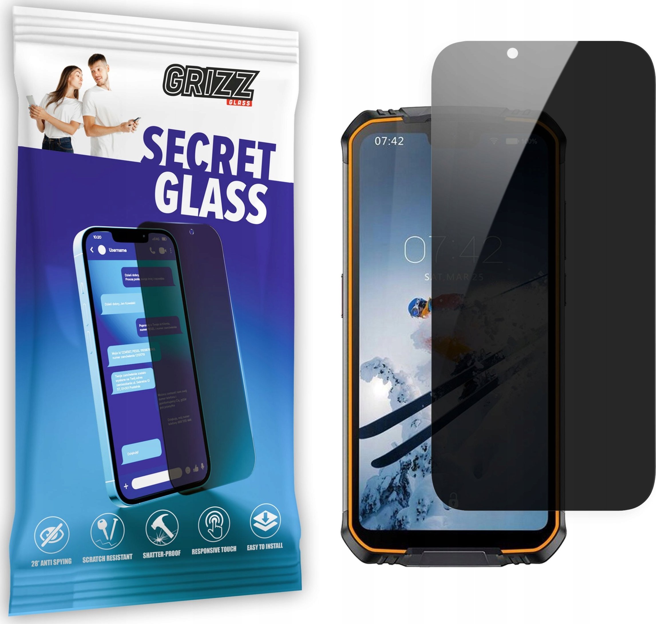 GrizzGlass Szkło prywatyzujące GrizzGlass SecretGlass do Doogee S88 Pro