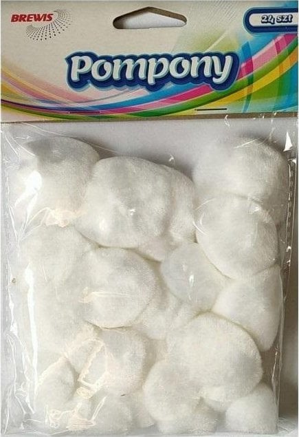 BREWIS Pompony puszyste białe 24szt