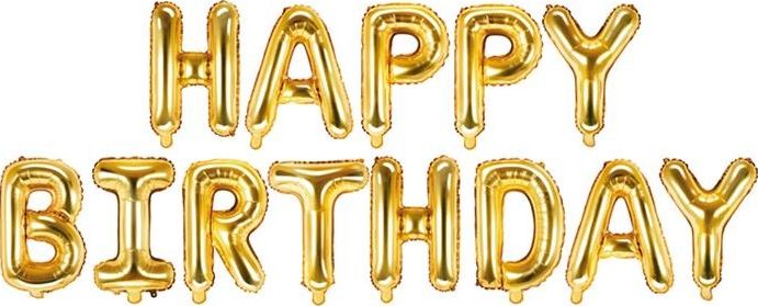Party Deco Balon foliowy HAPPY BIRTHDAY, złoty, 340x35 cm uniwersalny