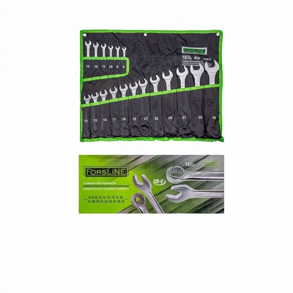 Zestaw kluczy płasko-oczkowych 18el. (8-32mm)