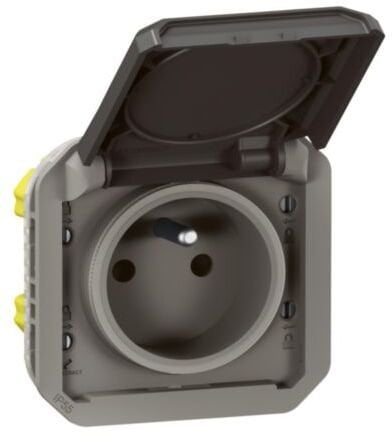 NOWE PLEXO 55 Gniazdo 2P+Z zaciski automatyczne mechanizm 16A - 250V AC antracyt 069891L